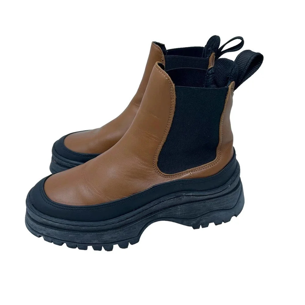 LAST Trail Chelsea‎ Boots Leather/Rubber Foxing Tan Platform Size 36 US 5.5 - Picture 4 of 9